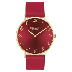 Coach Perry Red Dial Red Leather Strap Watch for Women - 14503722 Authentic Buy Shop Now