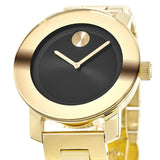 Movado Bold Black Dial Gold Steel Strap Unisex Watch - 3600397 Authentic Buy Shop Now