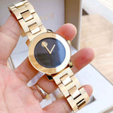 Movado Bold Black Dial Rose Gold Steel Strap Watch for Women - 3600463 Authentic Buy Shop Now