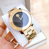 Movado Bold Black Dial Gold Steel Strap Unisex Watch - 3600397 Authentic Buy Shop Now
