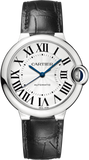 Cartier Ballon Bleu De Cartier Silver Dial Black Leather Strap Watch for Women - WSBB0028 Authentic Buy Shop Now
