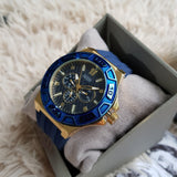 Guess Force Blue & Rose Gold Dial Blue Silicone Strap Watch For Men - W0674G2 Authentic Buy Shop Now