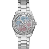 Guess G Twist Diamonds Silver Dial Silver Steel Strap Watch For Women - W1201L1 Authentic Buy Shop Now