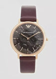 Emporio Armani Quartz Grey Dial Brown Leather Strap Watch For Women - AR11172 Authentic Buy Shop Now