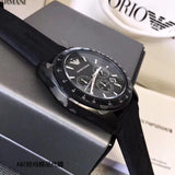 Emporio Armani Giovanni Chronograph Black Dial Black Rubber Strap Watch For Men - AR11028 Authentic Buy Shop Now
