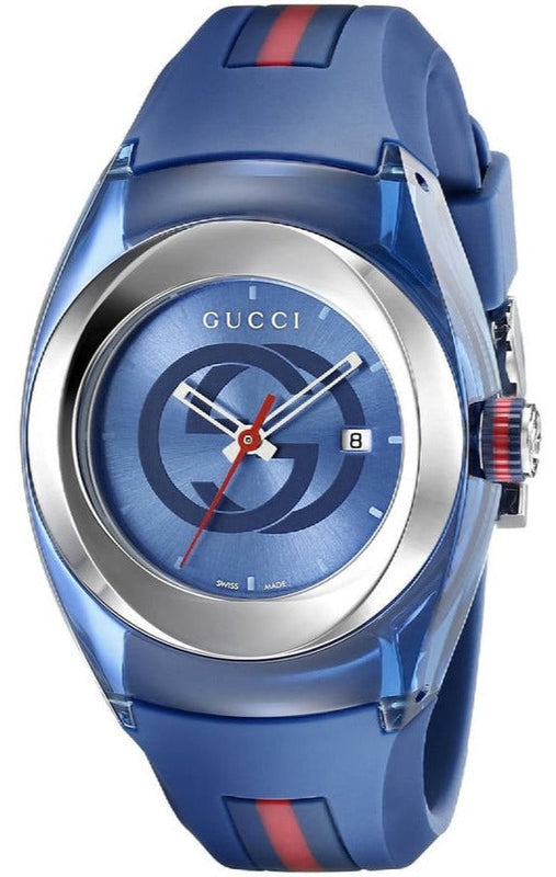 Gucci Sync Quartz Blue Dial Blue Rubber Strap Watch For Men - YA137304 Authentic Buy Shop Now
