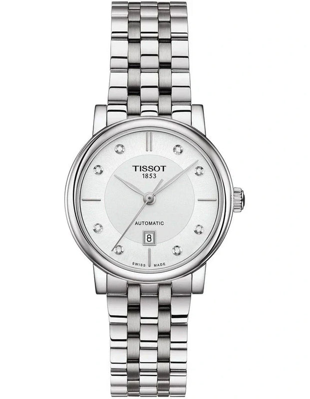 Tissot T Classic Carson Premium White Diamonds Dial Silver Steel Strap Watch for Women - T1222071103600 Authentic Buy Shop Now