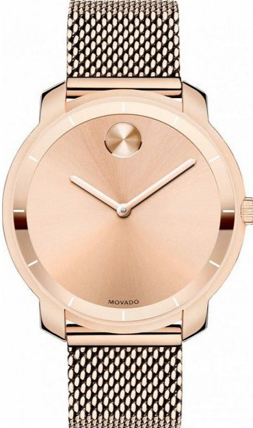 Movado Bold Rose Gold Dial Rose Gold Mesh Bracelet Watch For Women - 3600243 Authentic Buy Shop Now