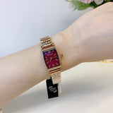 Emporio Armani Two Hand Diamonds Burgundy Dial Rose Gold Steel Strap Watch For Women - AR11488 Authentic Buy Shop Now