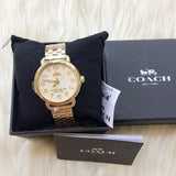 Coach Delancey Classic White Dial Gold Steel Strap Watch for Women - 14502261 Authentic Buy Shop Now
