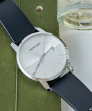 Calvin Klein City White Dial Black Leather Strap Watch for Men - K2G2G1CD Authentic Buy Shop Now