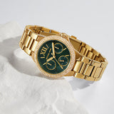 Michael Kors Camille Multifunction Green Dial Gold Steel Strap Watch For Women - MK6981 Authentic Buy Shop Now