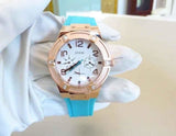 Guess Jet Setter White Dial Turquoise Silicone Strap Watch For Women - W0564L3 Authentic Buy Shop Now