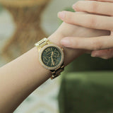 Michael Kors Camille Multifunction Green Dial Gold Steel Strap Watch For Women - MK6981 Authentic Buy Shop Now