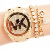 Michael Kors Janelle Quartz Gold Dial Gold Steel Strap Watch For Women - MK7088 Authentic Buy Shop Now