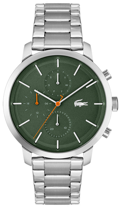 Lacoste Replay Green Dial Silver Steel Strap Watch for Men - 2011178 Authentic Buy Shop Now