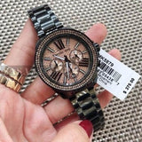 Michael Kors Wren Chronograph Gold Diamonds Dial Black Steel Strap Watch for Women - MK5879 Authentic Buy Shop Now
