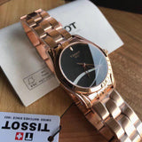 Tissot T Wave Black Dial Rose Gold Steel Strap Watch For Women - T112.210.33.051.00 Authentic Buy Shop Now