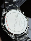 Lacoste Boston Chronograph Beige Dial Silver Steel Strap Watch for Men - 2011271 Authentic Buy Shop Now