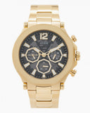 Guess Edge Chronograph Black Dial Gold Steel Strap Watch For Men - GW0539G2 Authentic Buy Shop Now