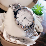 Gucci G Timeless Silver Dial Silver Steel Strap Watch For Men - YA126401 Authentic Buy Shop Now