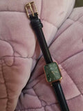 Daniel Wellington Quadro Pressed Melrose Emerald Green Dial Black Leather Strap Watch For Women - DW00100446 Authentic Buy Shop Now