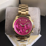 Michael Kors Runway Iridescent Pink Dial Gold Steel Strap Watch for Women - MK5939 Authentic Buy Shop Now