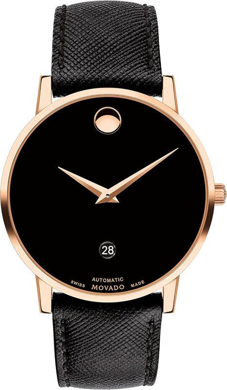 Movado Museum Classic Black Dial Black Leather Strap Watch for Men - 0607196 Authentic Buy Shop Now