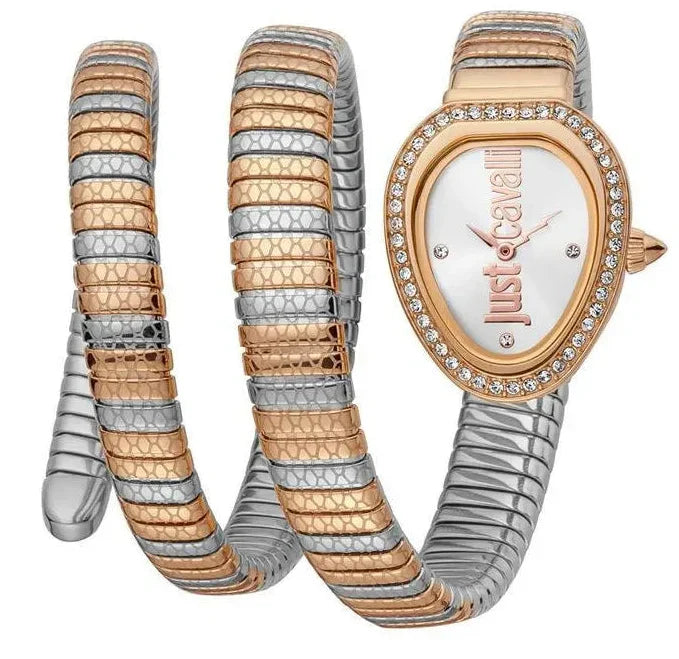 Just Cavalli Doppio Silver Dial Two Tone Steel Strap Watch for Women - JC1L163M0085 Authentic Buy Shop Now