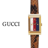 Gucci G-Frame Mother of Pearl Dial Brown Leather Snakeskin Strap Watch For Women - YA147402 Authentic Buy Shop Now
