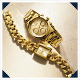 Guess Mini Sunrise Quartz Gold Dial Gold Steel Strap Watch For Women - W0448L2 Authentic Buy Shop Now