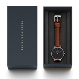 Daniel Wellington Classic Petite St Mawes Black Dial Brown Leather Strap Watch For Women - DW00100237 Authentic Buy Shop Now