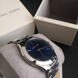 Michael Kors Slim Runway Quartz Blue Dial Silver Steel Strap Watch For Women - MK3379 Authentic Buy Shop Now