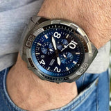 Fossil Bronson Chronograph Blue Dial Grey Steel Strap Watch for Men - FS5711 Authentic Buy Shop Now
