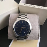 Michael Kors Slim Runway Quartz Blue Dial Silver Steel Strap Watch For Women - MK3379 Authentic Buy Shop Now