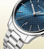 Gucci G Timeless Blue Dial Silver Steel Strap Watch For Men - YA126316 Authentic Buy Shop Now