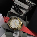 Guess Jet Setter Golden Dial Orange Rubber Watch For Women - W0564L2 Authentic Buy Shop Now