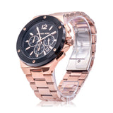 Michael Kors Lennox Chronograph Black Dial Rose Gold Steel Strap Watch For Men - MK8940 Authentic Buy Shop Now