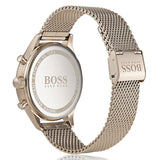 Hugo Boss Companion Chronograph Black Dial Rose Gold Steel Strap Watch For Men - 1513548 Authentic Buy Shop Now