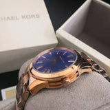 Michael Kors Runway Blue Dial Rose Gold Stainless Steel Strap Watch for Women - MK7065 Authentic Buy Shop Now