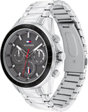 Tommy Hilfiger Aiden Chronograph Grey Dial Silver Steel Strap Watch For Men - 1791857 Authentic Buy Shop Now