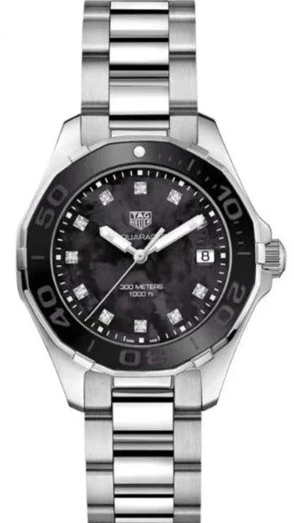 Tag Heuer Aquaracer Quartz Black Dial Silver Steel Strap Watch for Women - WAY131M.BA0748 Authentic Buy Shop Now