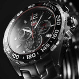 Tag Heuer Senna Chronograph Special Edition Black Dial Silver Steel Strap Watch for Men - CAZ1015.BA0883 Authentic Buy Shop Now