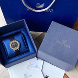 Swarovski Lovely Crystals Mother of Pearl Black Dial Black Leather Strap Watch for Women - 5242898 Authentic Buy Shop Now