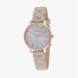 Emporio Armani Classic White Dial Beige Leather Strap Watch For Women - AR11008 Authentic Buy Shop Now