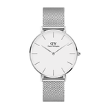 Daniel Wellington Petite Sterling White Dial Silver Mesh Bracelet Watch For Women - DW00100220 Authentic Buy Shop Now