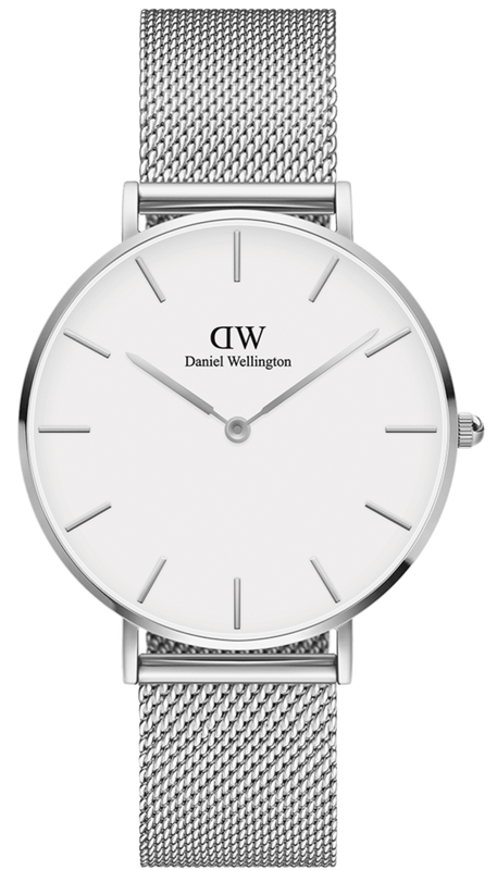 Daniel Wellington Petite Sterling Quartz White Dial Silver Mesh Bracelet Watch For Men - DW00100306 Authentic Buy Shop Now