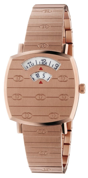Gucci Grip Quartz Rose Gold Dial Rose Gold Steel Strap Watch For Women - YA157505 Authentic Buy Shop Now