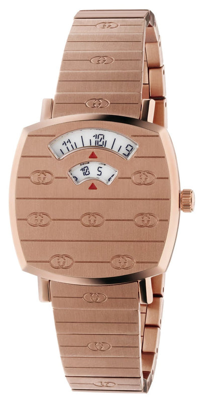 Gucci Grip Quartz Rose Gold Dial Rose Gold Steel Strap Watch For Women - YA157505 Authentic Buy Shop Now