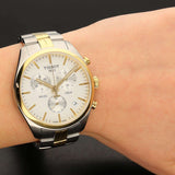 Tissot T Sport PR 100 Chronograph White Dial Two Tone Steel Strap Watch For Men - T101.417.22.031.00 Authentic Buy Shop Now